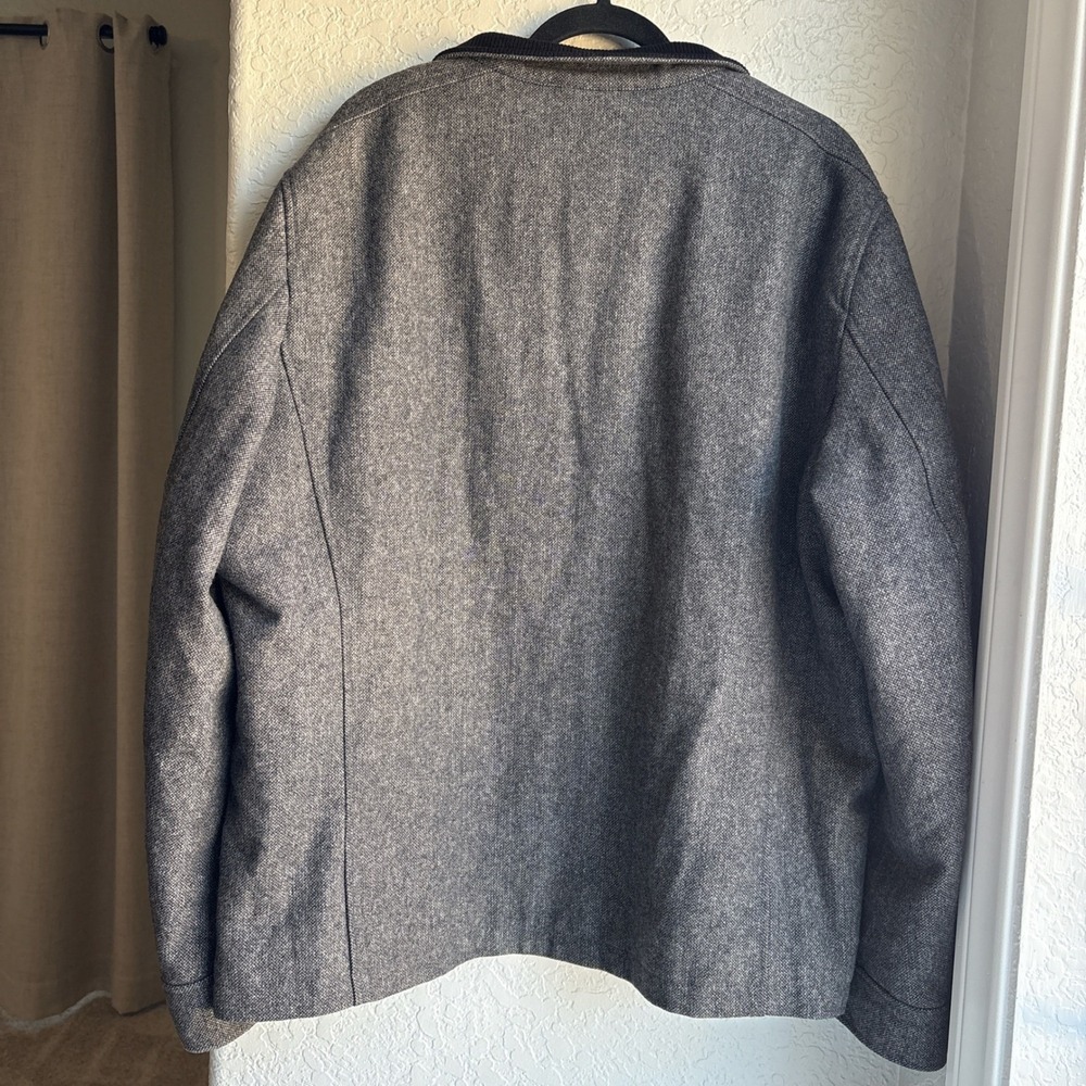 Banana Republic Mens Wool Blend XL Jacket Grey Herringbone Full Zip Bomber Coat - Picture 2 of 9